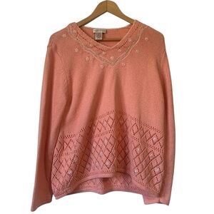 Vintage Northern Reflections Women's Size XL Sweater with Embroidered Flowers